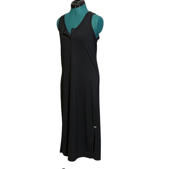 Toad&Co Piru Henley Midi Tank Dress Black Sleeveless Hemp Blend T1782202 Small - Picture 3 of 9